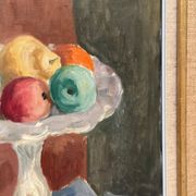 Original Swedish Oil on Canvas – "Flowers and Fruit by Ellis Wallin"