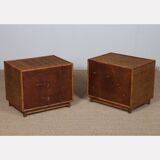 Pair of rattan and brass bedside tables, 1960