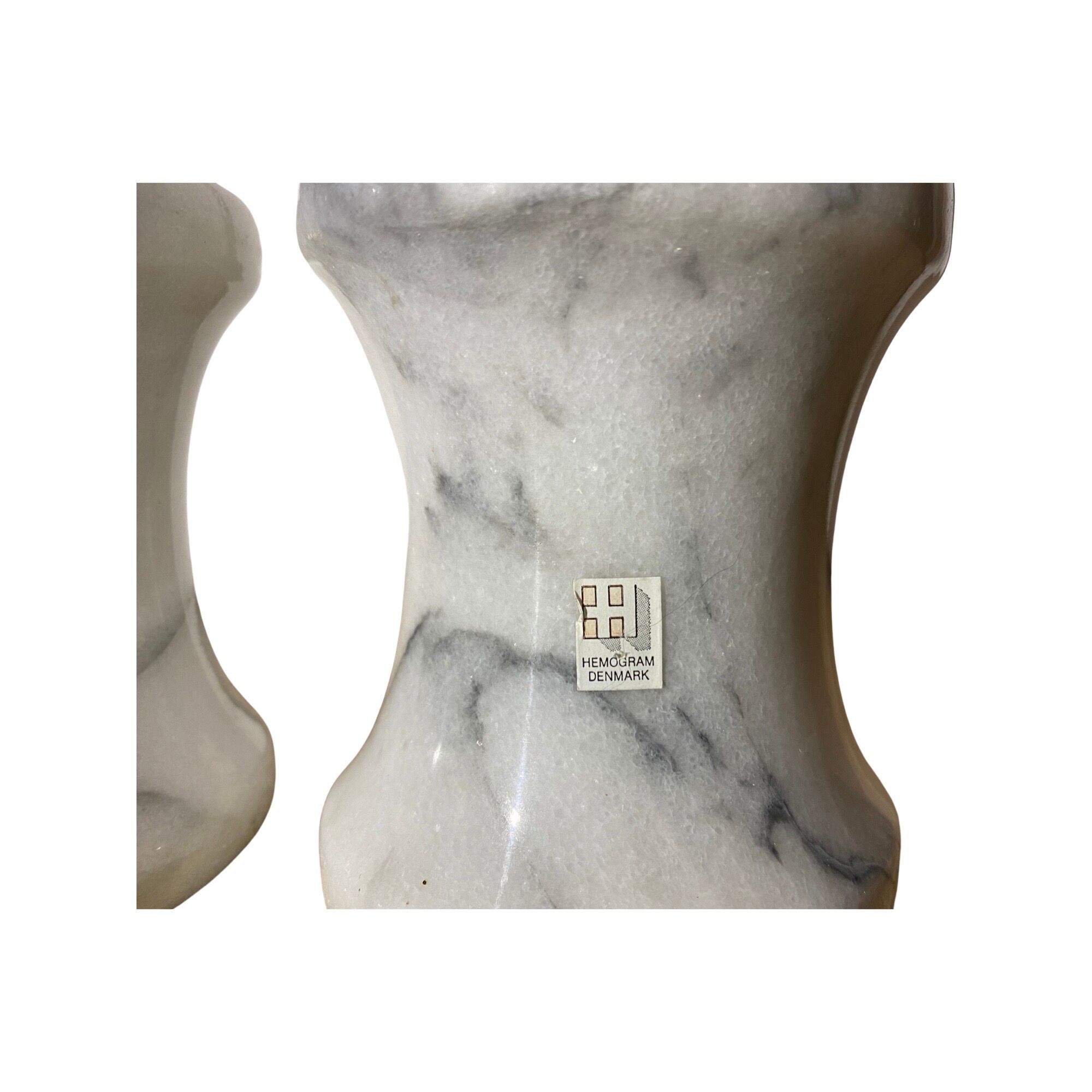 2 Vintage HEMOGRAM Denmark Marble Candlestick Holders | Set of 2 Candle Stick Holders