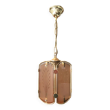 Art Deco pendant light in brass and chiseled polished glass
