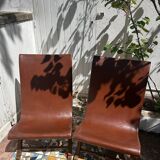 High-back leather chairs