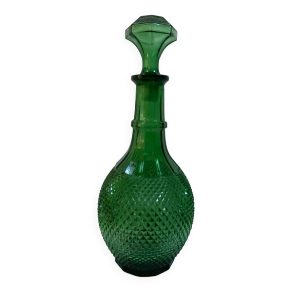 Carafe italienne Empoli des années 60 - Verre en pointes de diamant