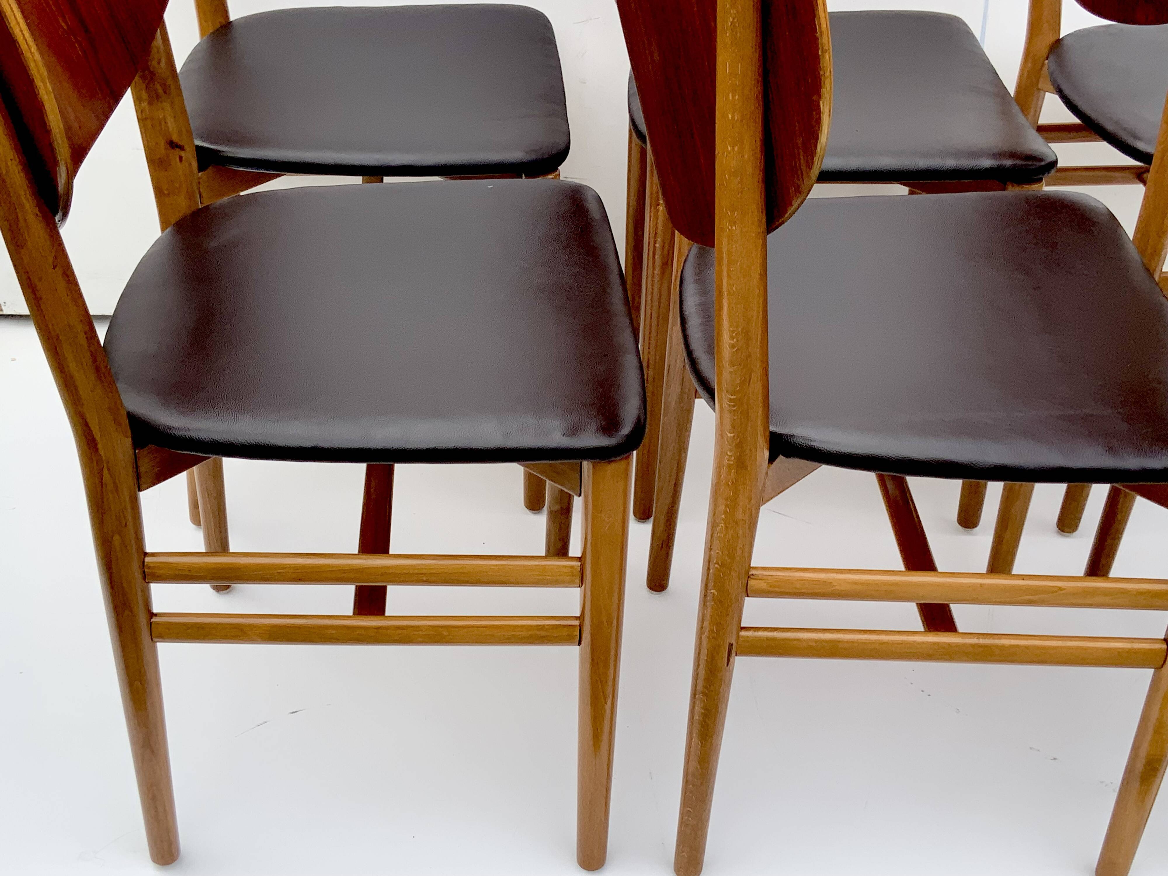 Danish Dining Chairs Set of 6 by Niels and Eva Koppel Slagelse Mobelfabric