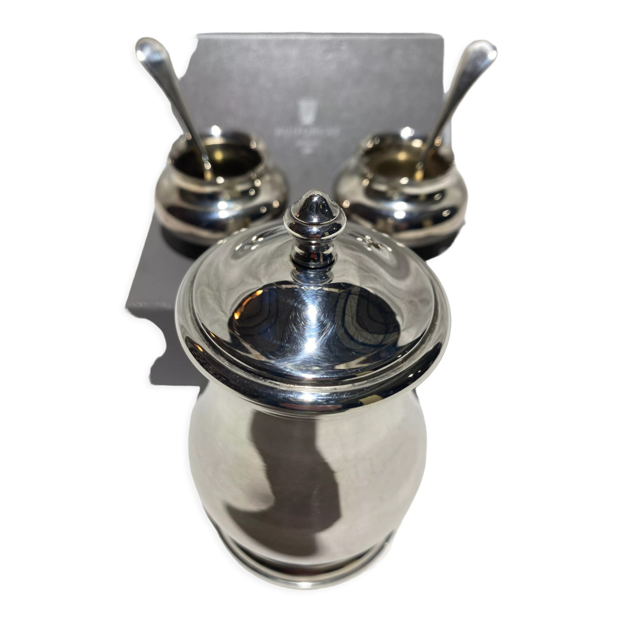 Set of three pieces pepper bowl, salt shaker pepper mill Puiforcat Paris