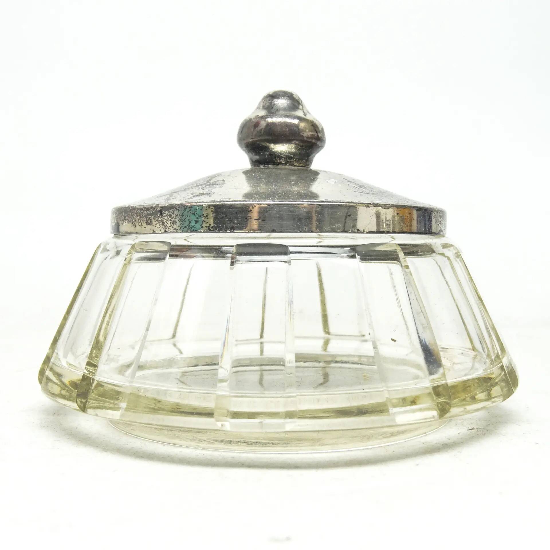 Art Deco bonbonniere, crystal, silver-plated brass, Sweden, 1930s
