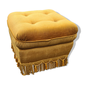 Old pouf / footrest with velvet fringes / vintage