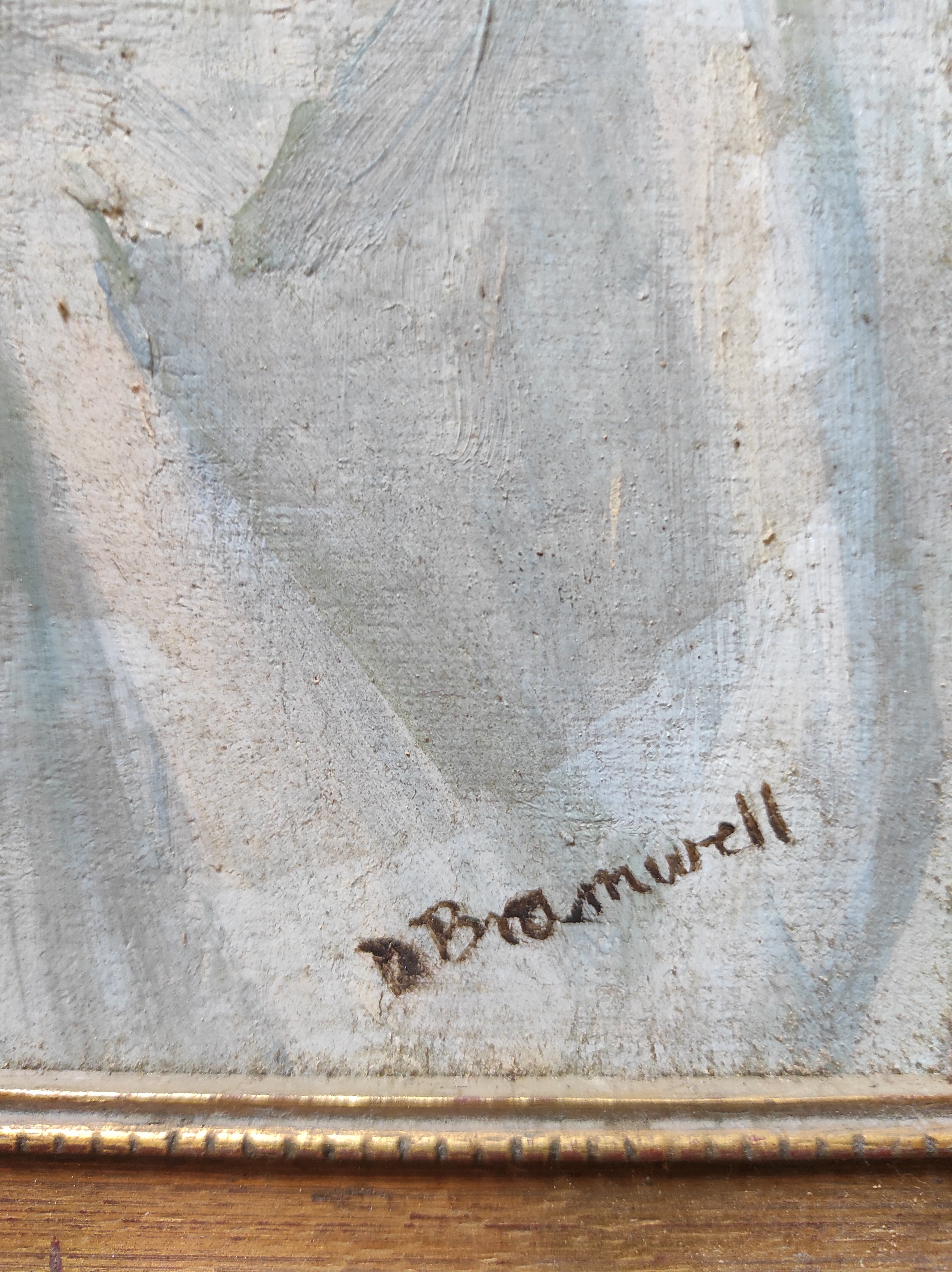 Vintage oil painting of flowers signed Bramwell