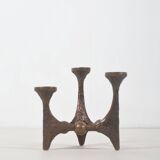 Brutalist candlestick in bronze by Michael Harjes, 1960s