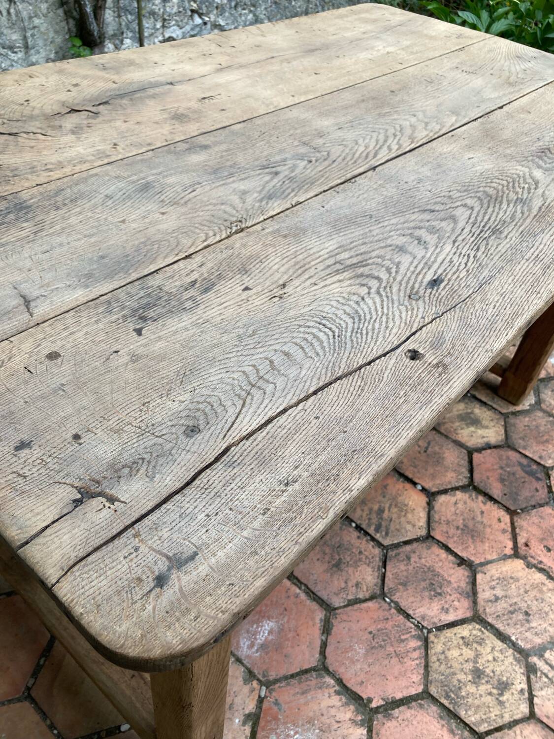 Old farmhouse table made of solid wood