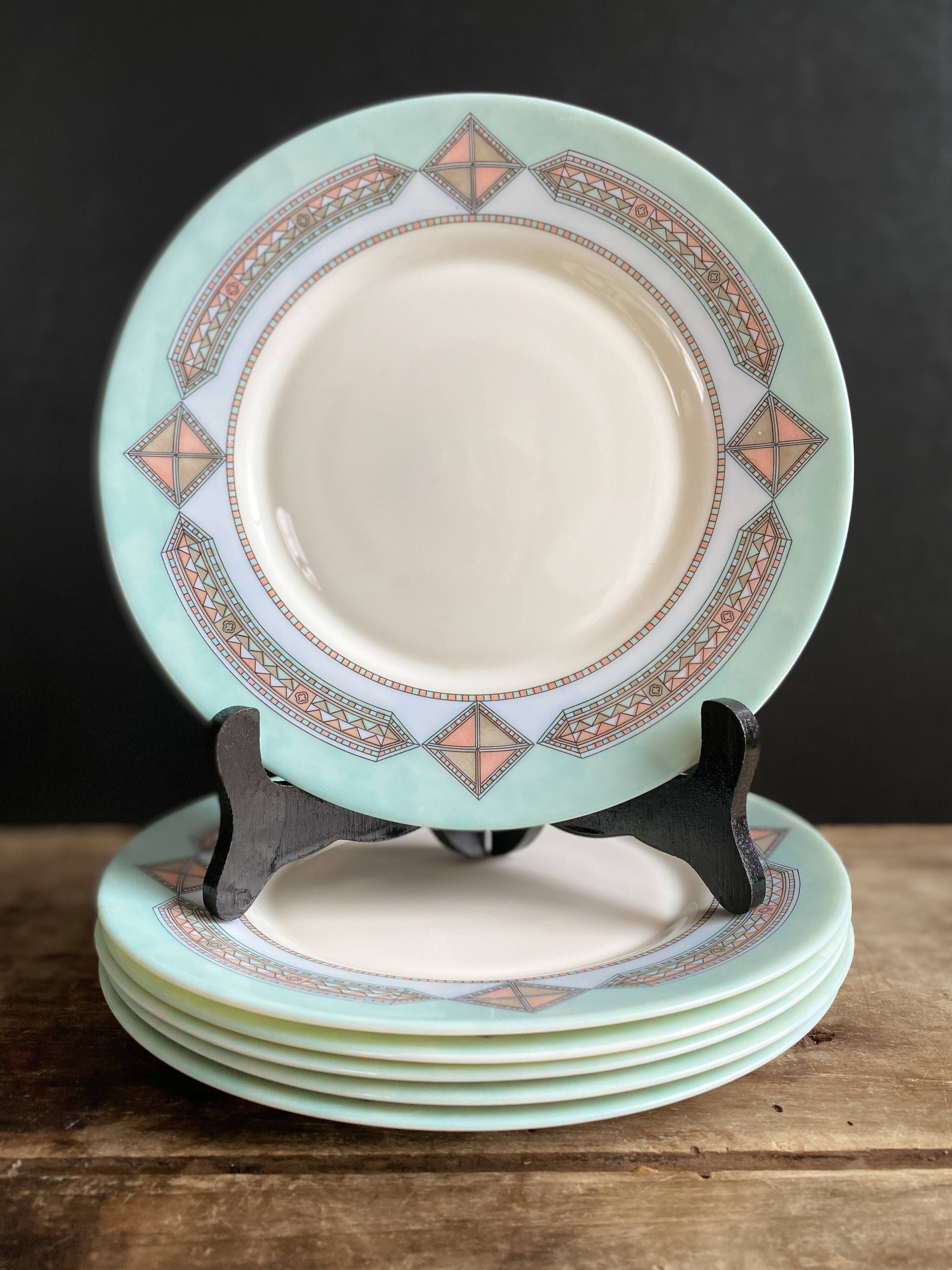 Set of 6 dessert plates Arcopal France – Aztec Vintage 90s model