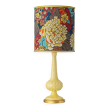 Lampe de table en céramique jaune espagnole, années 1960, abat-jour Liberty London rétro neuf