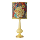 Table lamp in yellow Spanish ceramic, 1960s, new retro Liberty London shade.