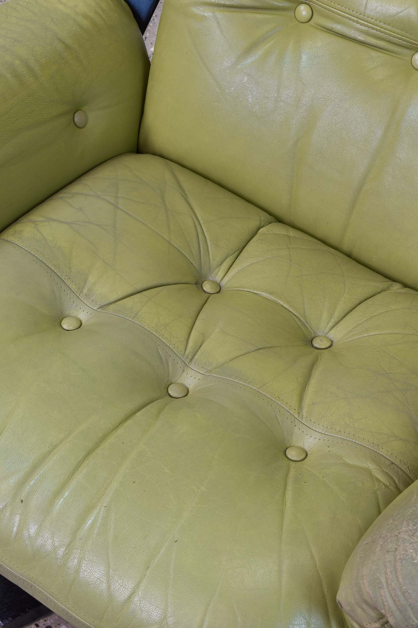 Leather swivel armchair