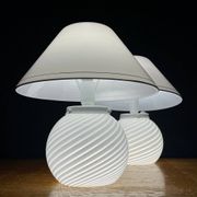 Lampes de table Murano blanches, années 1970, lot de 2