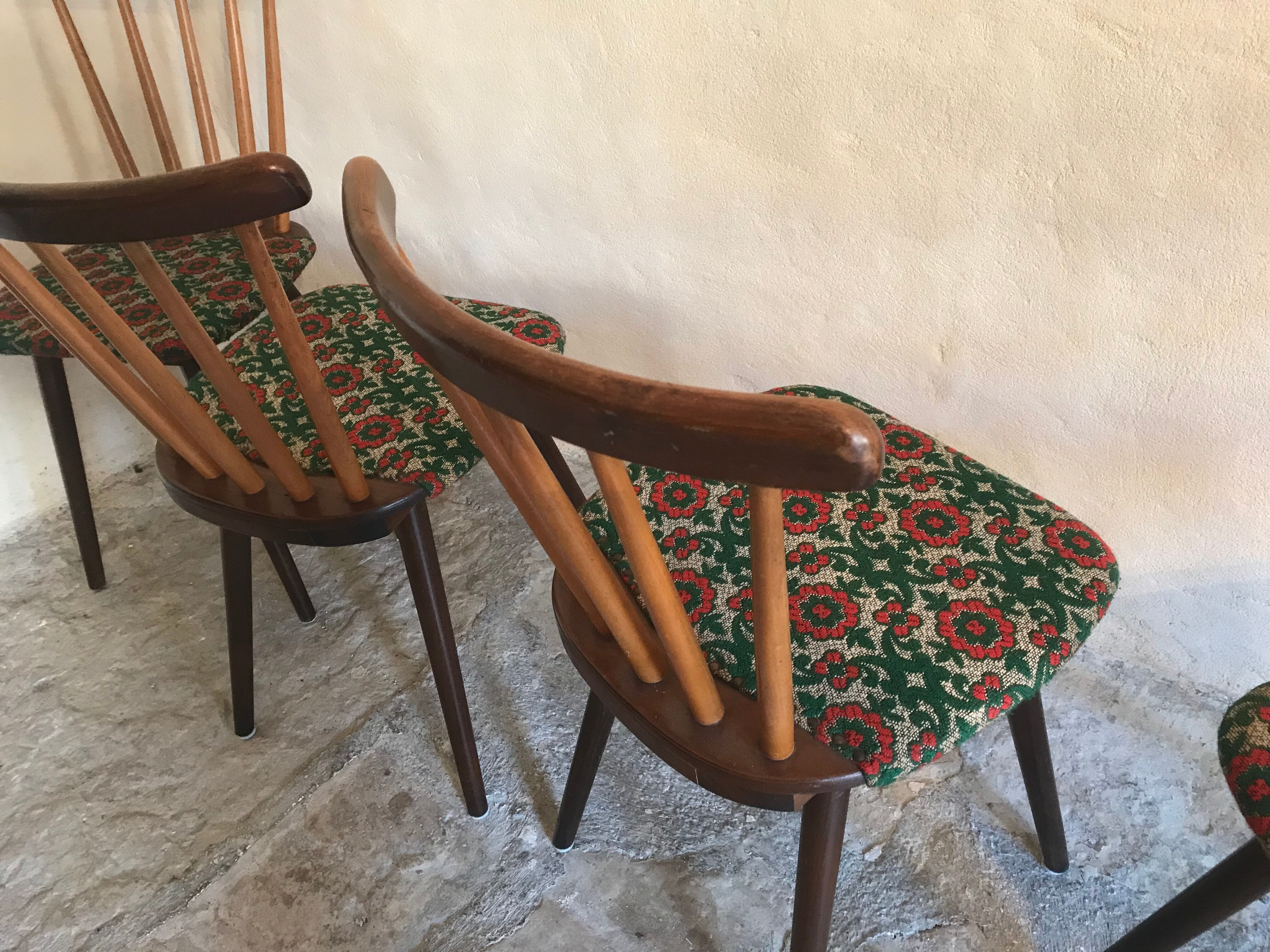 Set of 4 chairs inn 1960's bars and feet compass