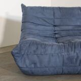 Ligne Roset two-seater blue Togo sofa by Michel Ducaroy