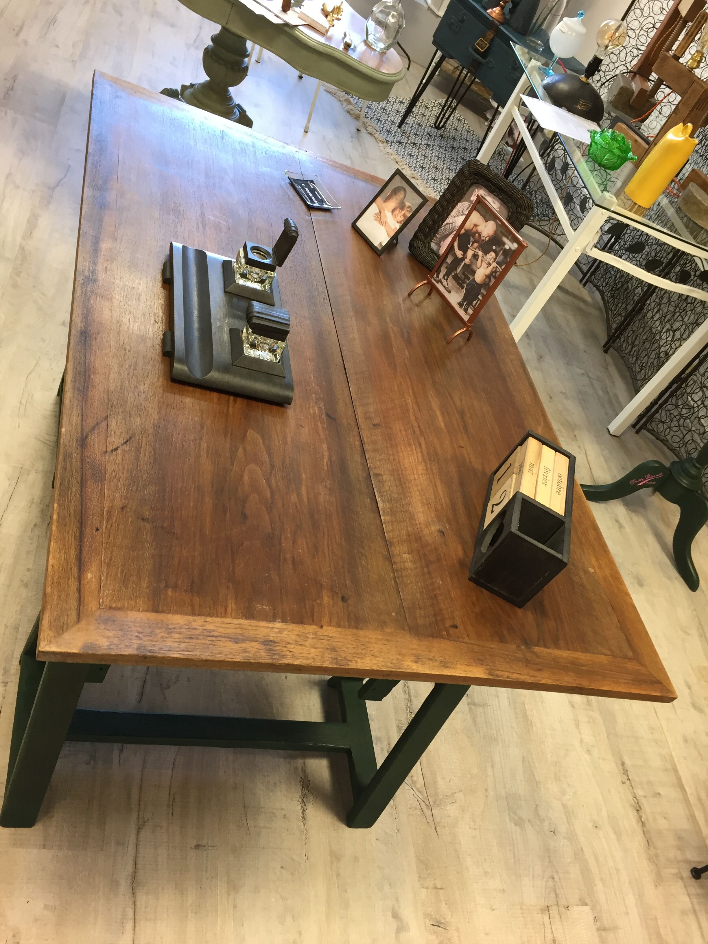 Old desk on trestles