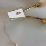 Double fire wall lamp in brass and glass cornet years 50/60