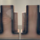 Pair of Skycraper Art Deco vases in glazed ceramic