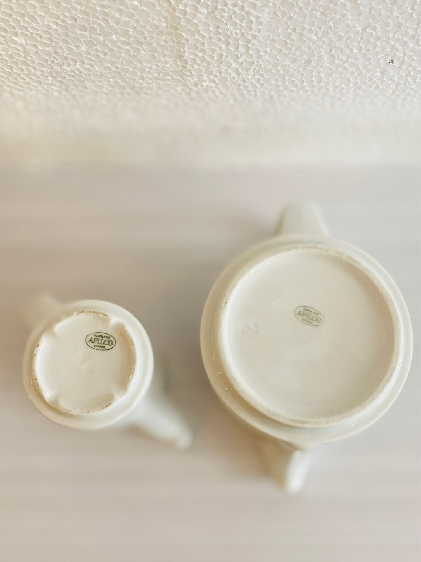 Vintage porcelain coffee pot / teapot and milk jug Apilco