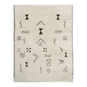 Tapis marocain, 100 % laine naturelle non teinte, options personnalisées disponibles