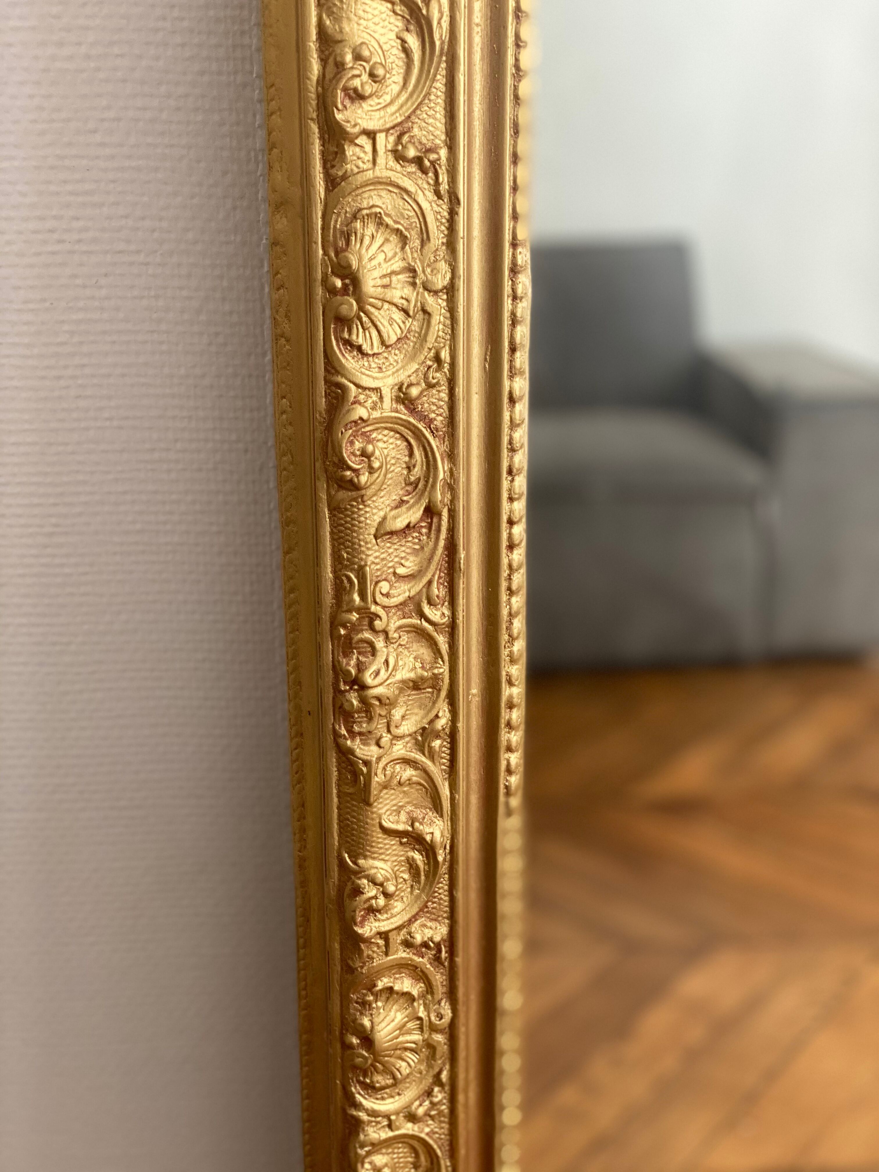 Old rectangular mirror Louise Philippe gilded fireplace 115x156cm
