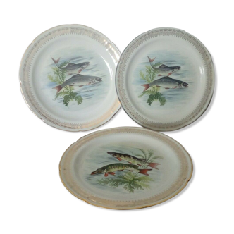 3 porcelain fish serving plates from vierzon france