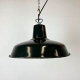 Lampe d’usine industrielle française en émail vert foncé, années 1960