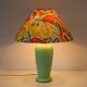 Vintage water green ceramic foot lamp with “fruit” printed lampshade