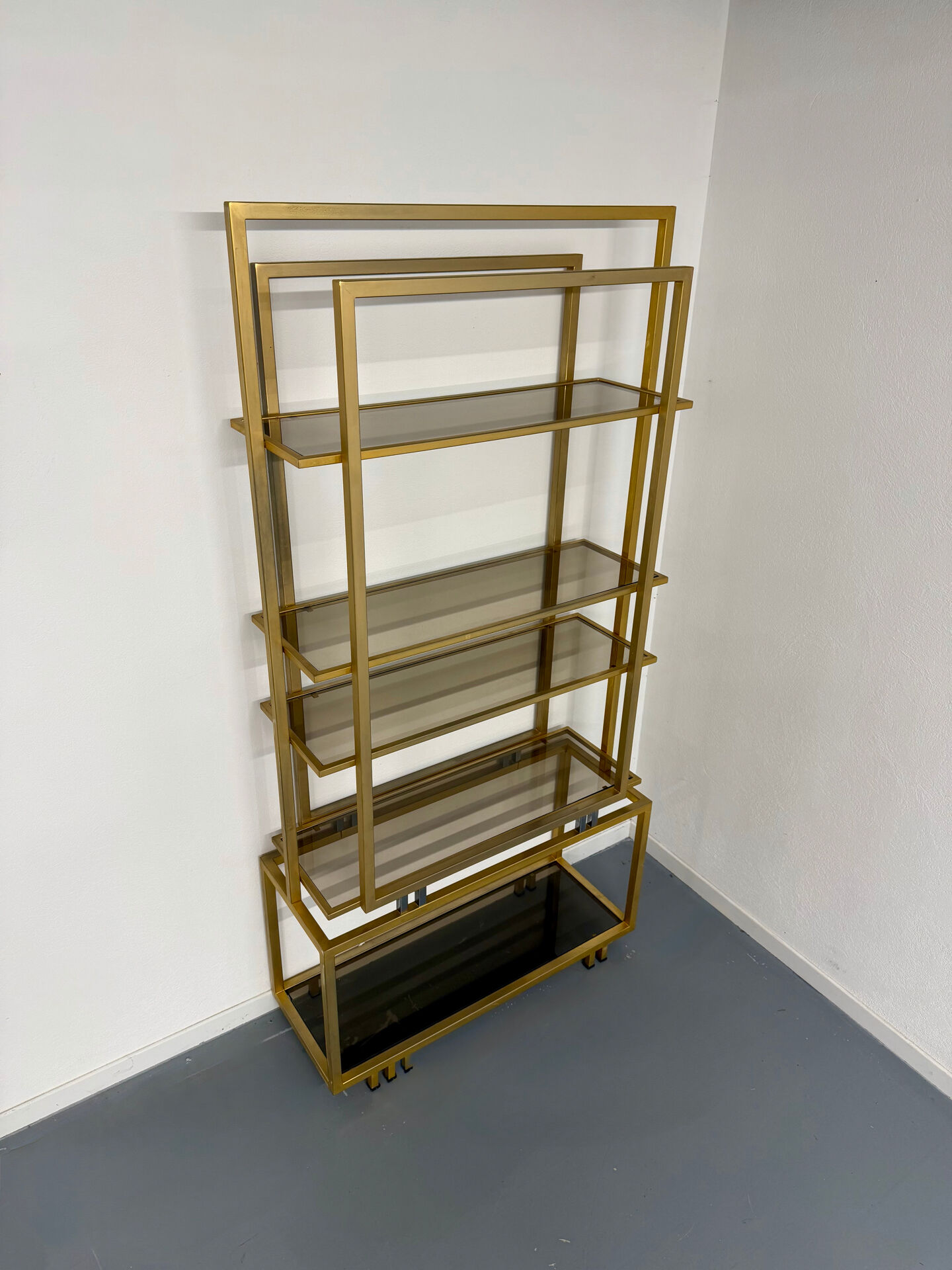 1970s vintage Italian design brass and glass shelf