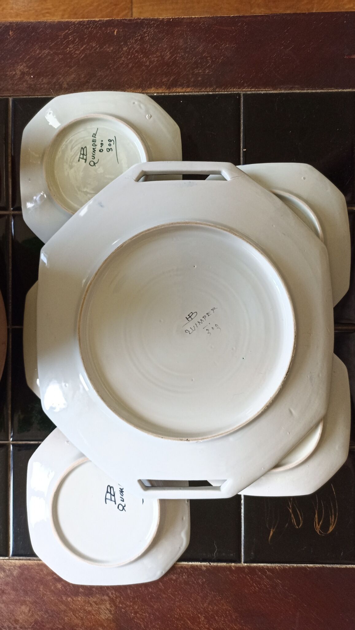 Old dessert service HB Quimper from the 20s