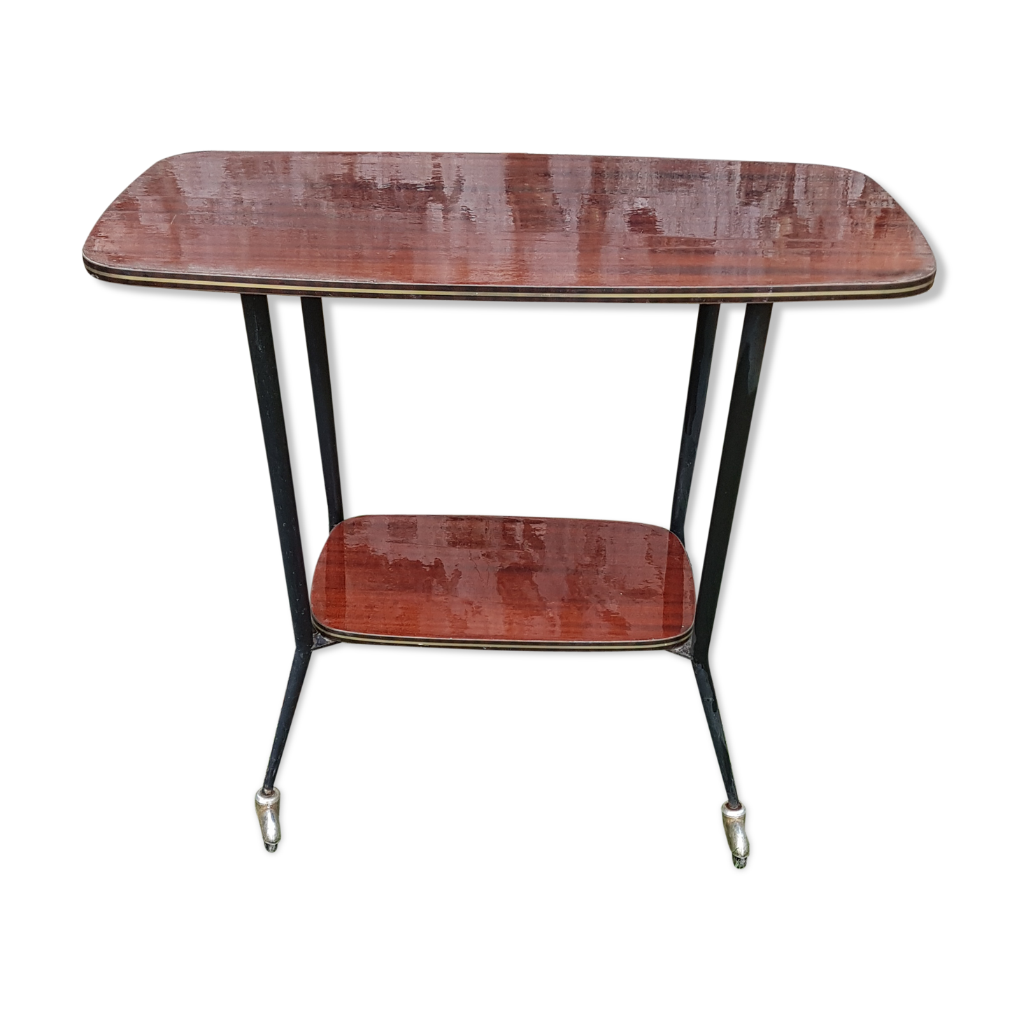Table à roulettes, desserte, 2 plateaux, formica vintage