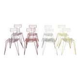 Vintage multicolor stackable wire chairs