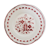 Plat de service rond en céramique blanche et décor rose, 1940, Céranord, manufacture française