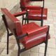 Pair of vintage armchairs year 60 imitation leather burgundy