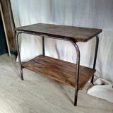 2-level industrial wood and metal side table