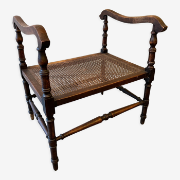 Antique bench, canned seat
