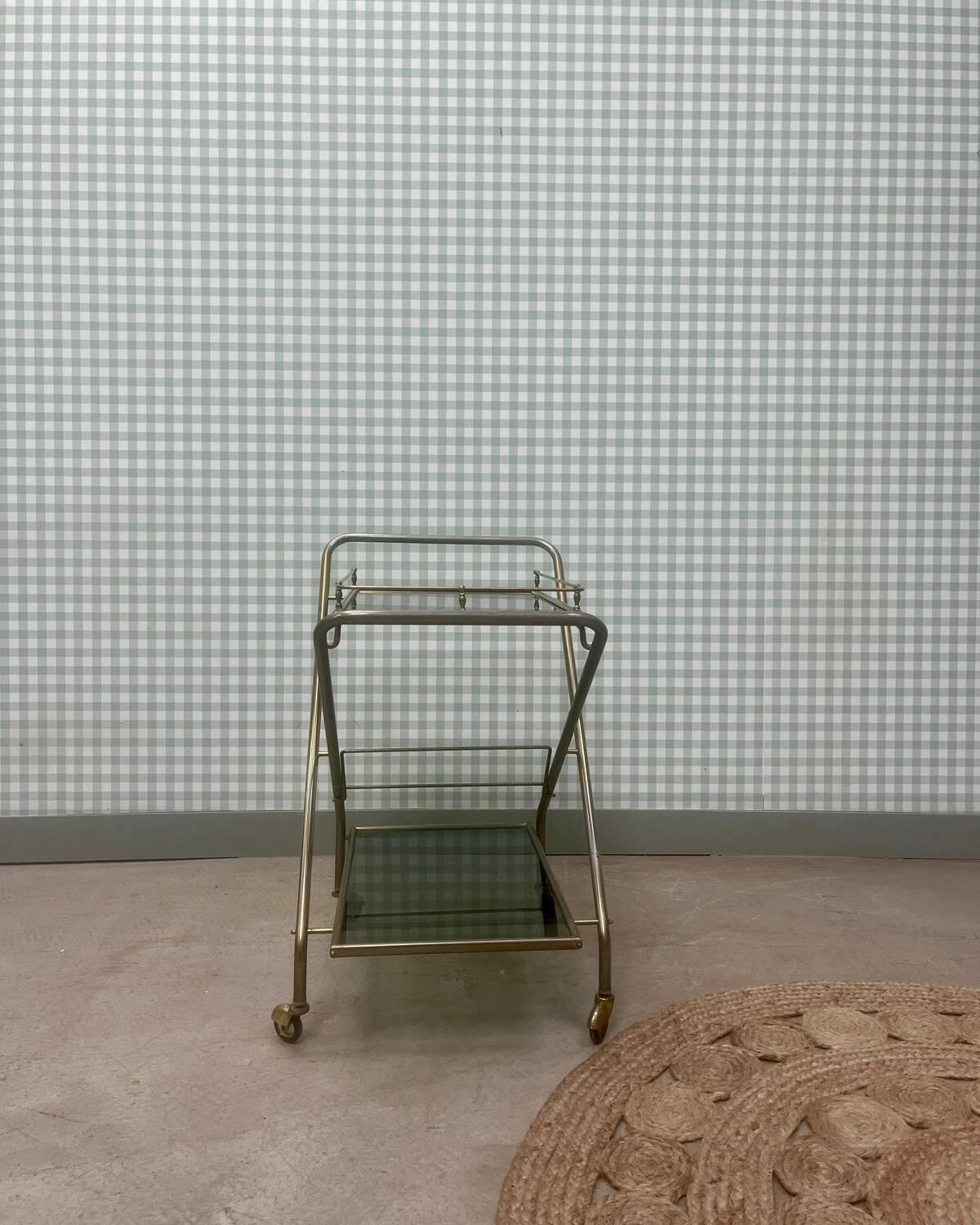 Vintage brass and glass serving trolley