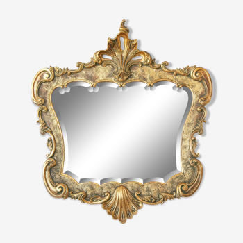 Miroir vintage grand miroir bois doré 82x75cm