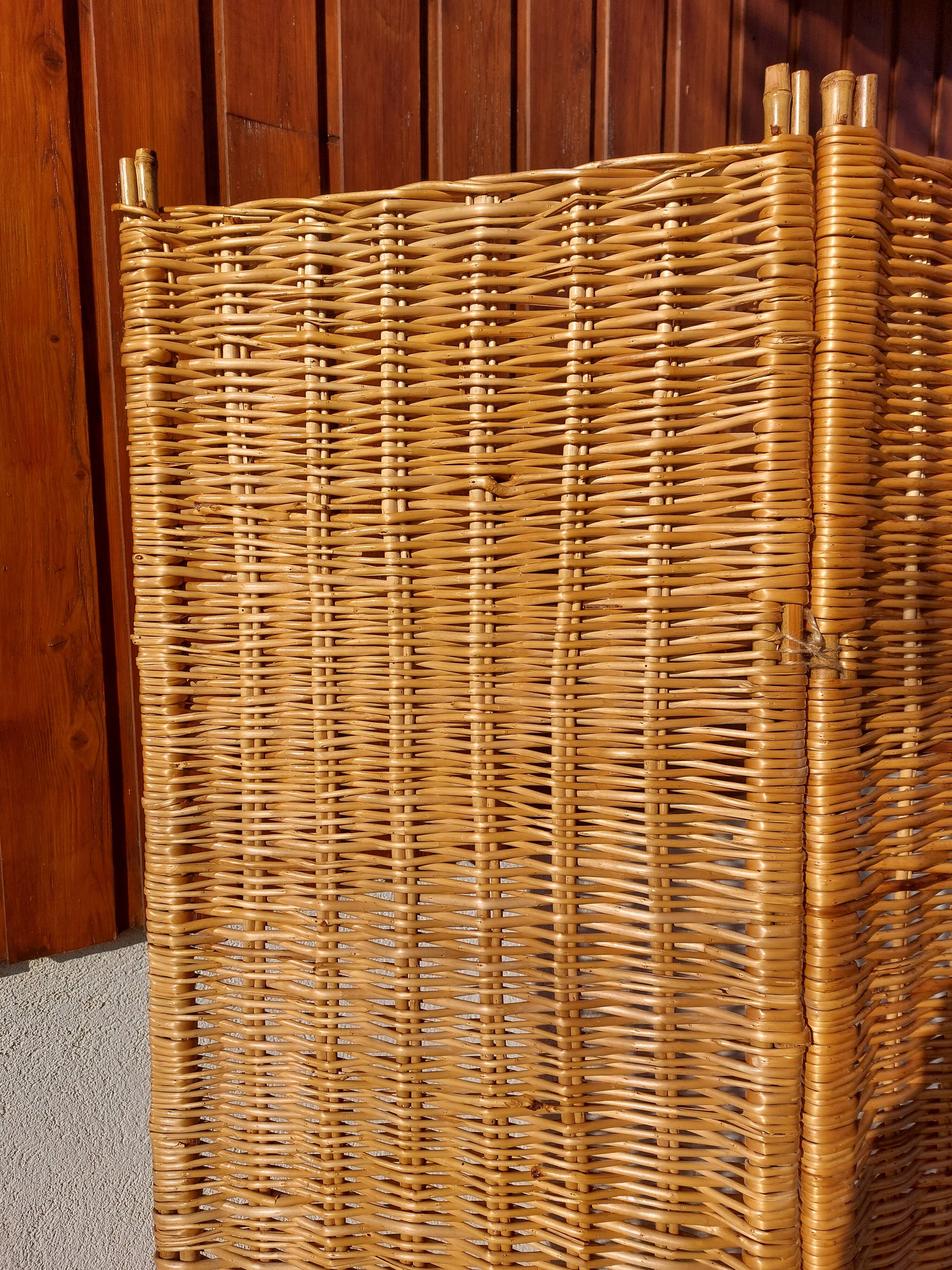 paravent en osier, 3 panneaux