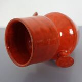 Italian orange ceramic studio vase with handle, 1970s