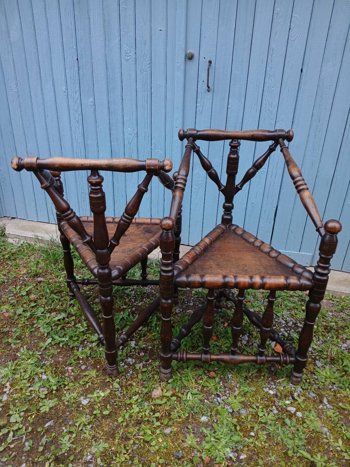 2 antique Scandinavian corner chairs/armchairs
