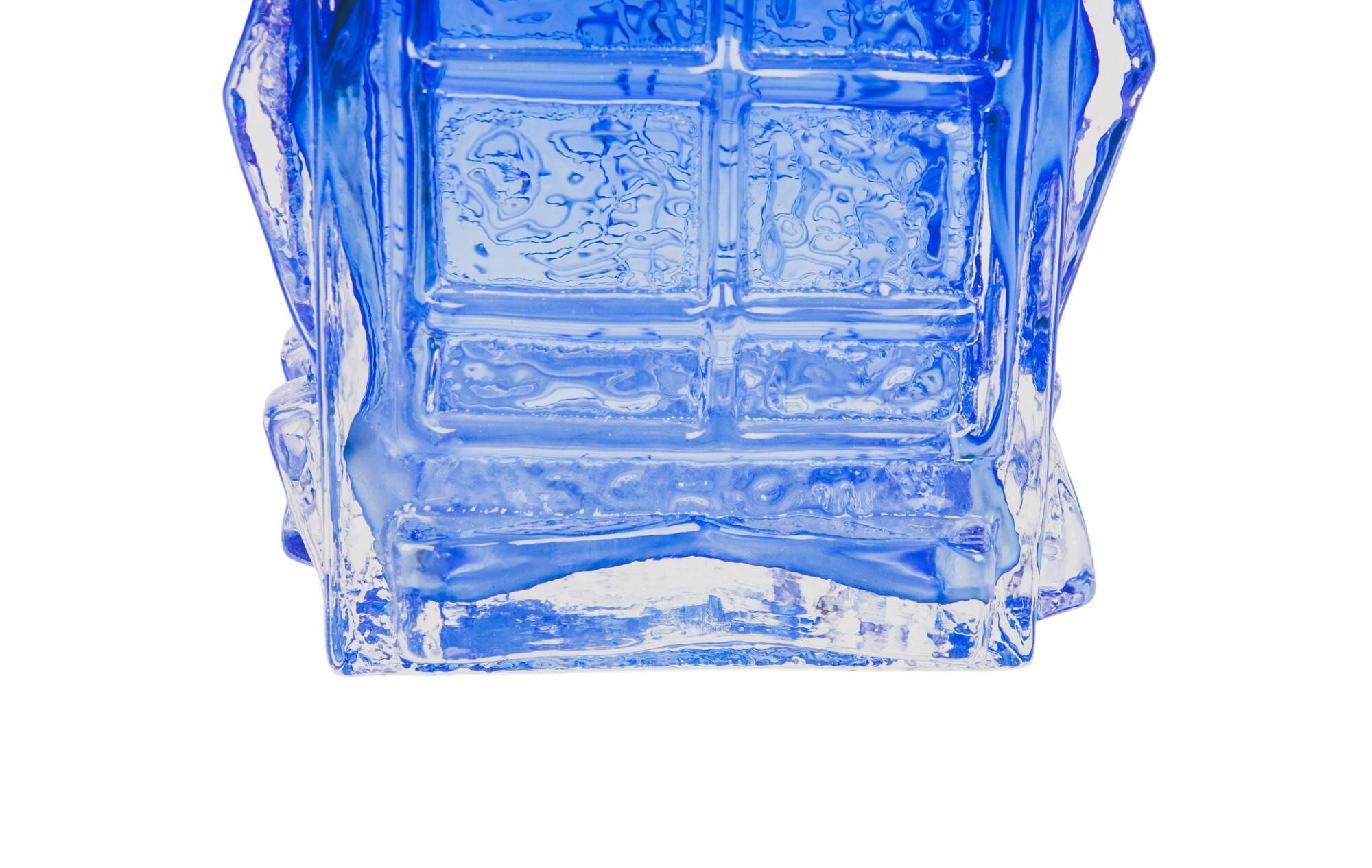 Josef schott for smalandshyttan blue patterned glass vase
