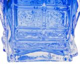 Josef schott pour smalandshyttan vase en verre bleu à motifs