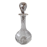 Burette à huile en cristal ciselé avec son bouchon en cristal