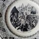Serie de 6 assiettes a dessert parlante , serie jeanne d'arc , faiencerie de creil montereau