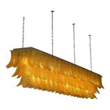 Monumental Rectangular Amber “Felci” Murano Glass Chandelier