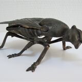 Zoomorphic ashtray fly metal patinated vintage