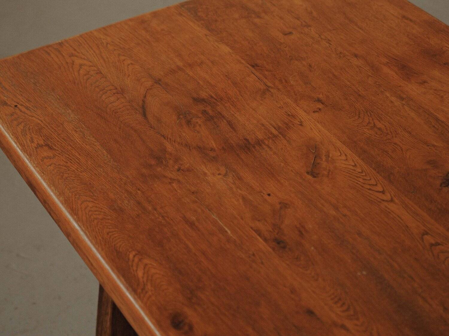 Brutalist dining table in solid oak, France, circa 1980.