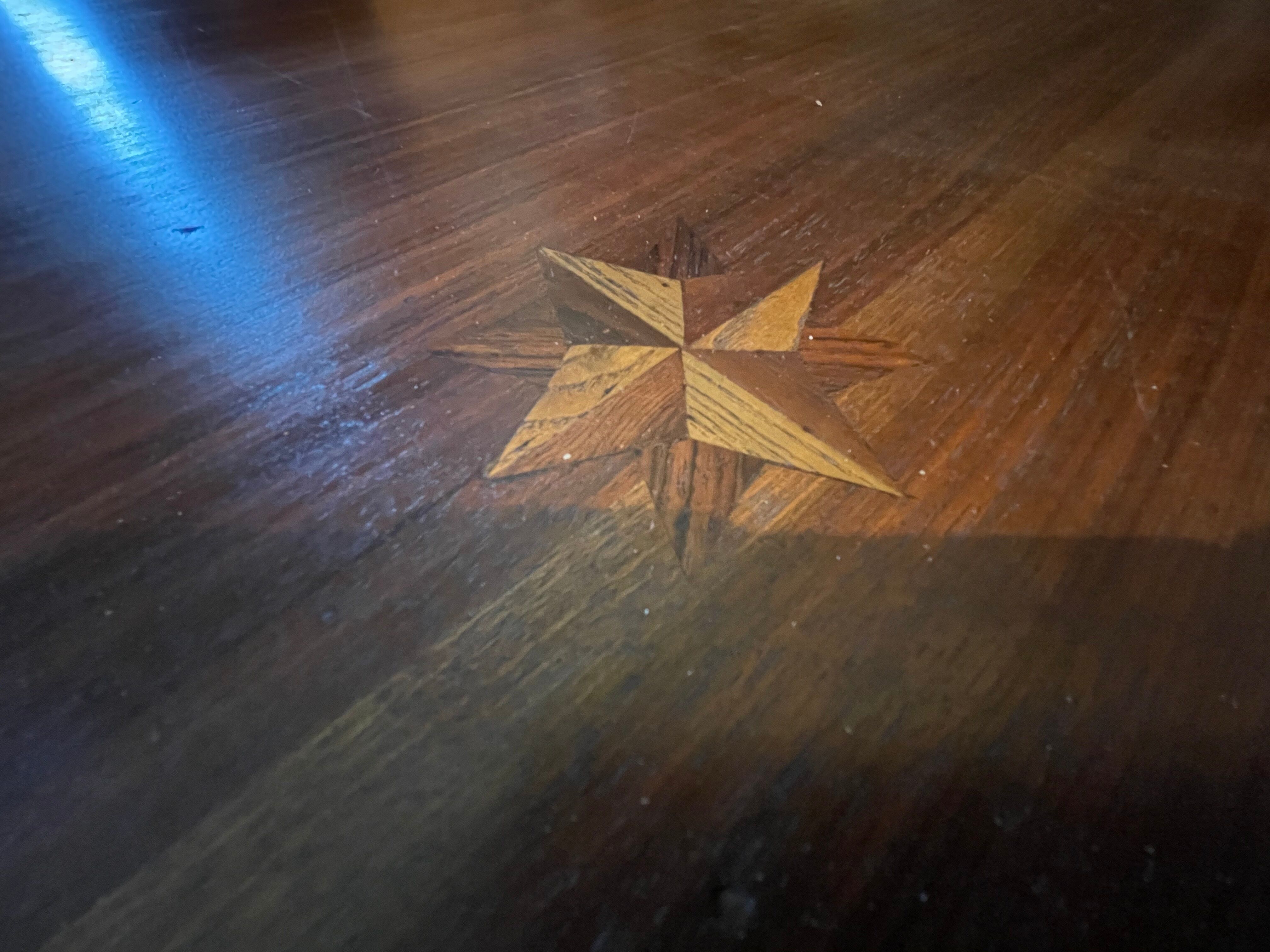 Walnut desk marquetry